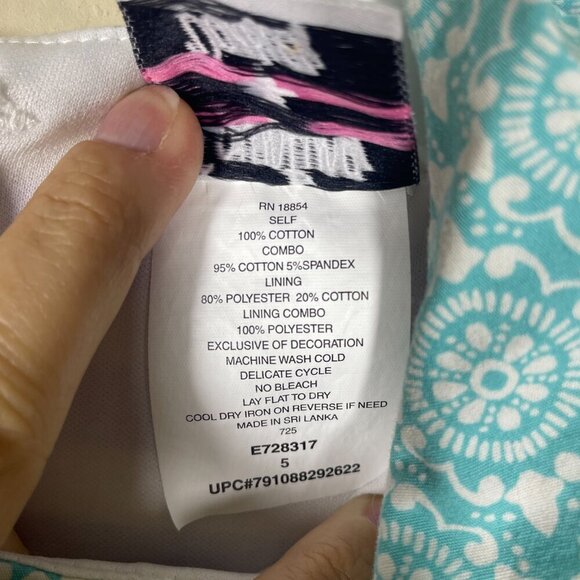 Counting Daisies Girls Purple Teal Geometric Print Tie Back Dress Size: 5 - Picture 4 of 7